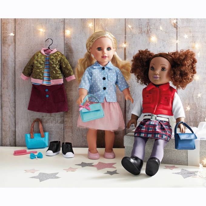 18" Style Girls Doll with Set of 3 Outfits, , large