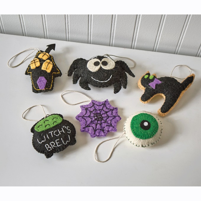 Set of 6 Halloween Ornaments, , large