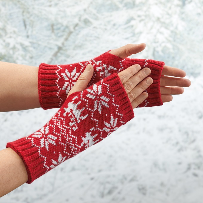 Fingerless Gloves, Red, large