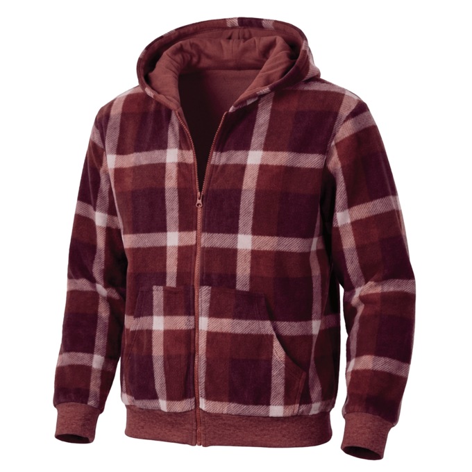 Men's Fleece Reversible Hoodie with Front Zipper and Kangaroo Pocket, , large