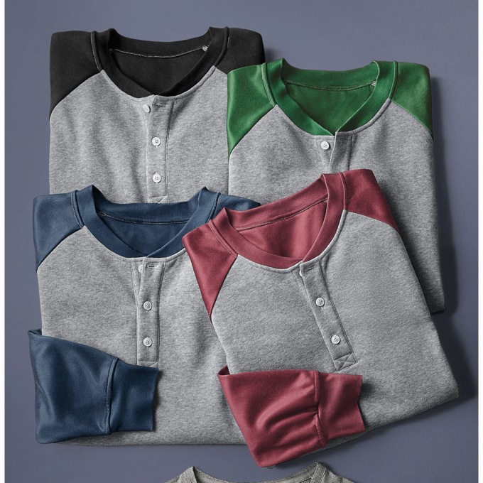 Raglan Fleece Henley, , large