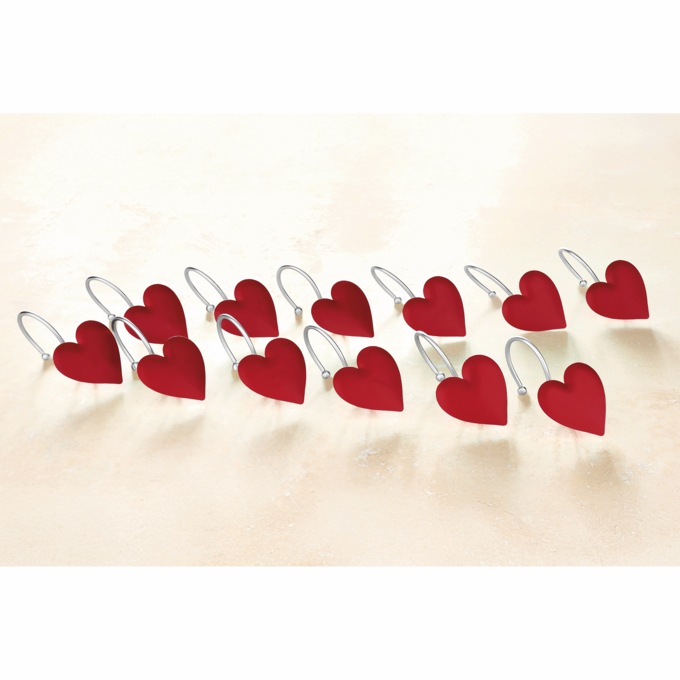 Set of 12 Heart Shower Curtain Hooks, , large