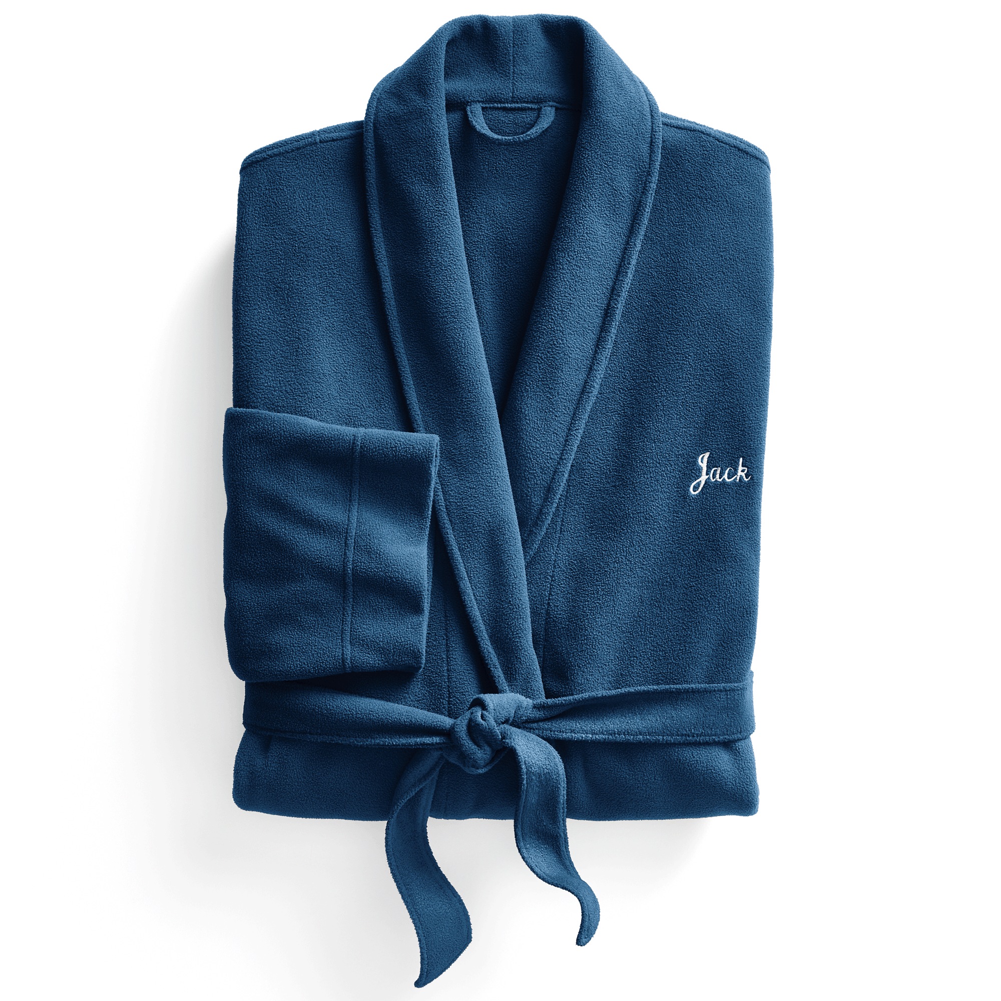 Personalized Mens Fleece Robe, Navy, large