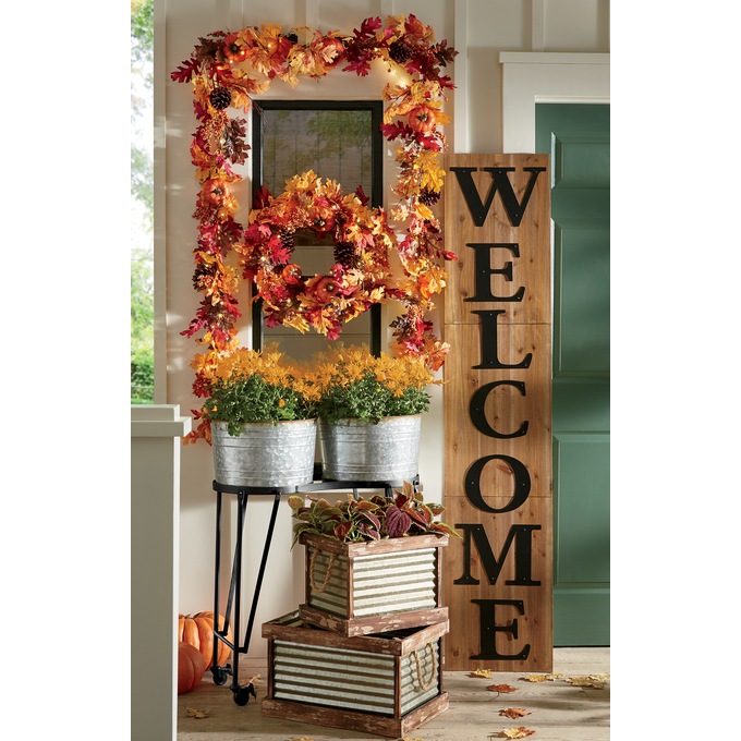 Lit Fall Wreath, , large
