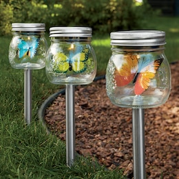 3-Piece Solar Lights with Butterfly Set, , large
