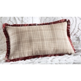 Spice Plaid With Fringe Decorative Pillow, , large