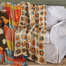 Crochet Granny Square Throw, , large