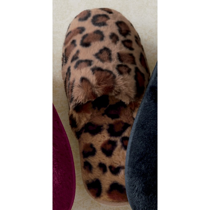 Furry Scuff, Leopard, large