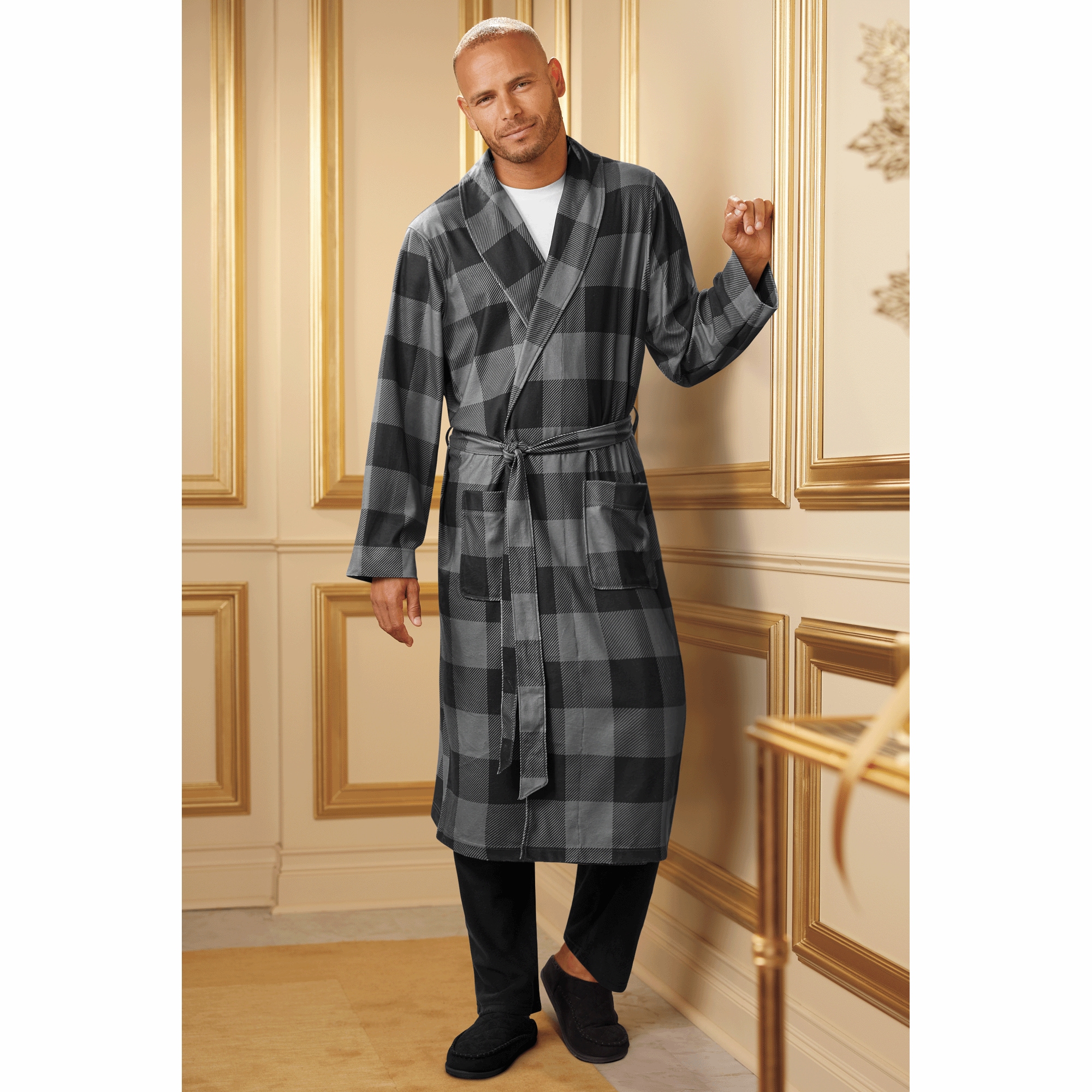 Personalized Mens Fleece Robe, , large