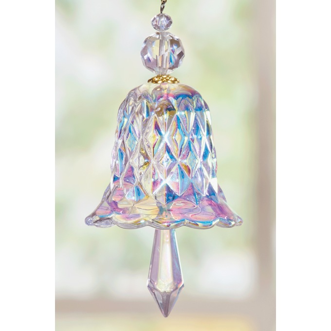 Iridescent Hanging Glass Bell, Multi, large