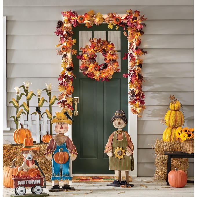 Lit Fall Wreath, , large