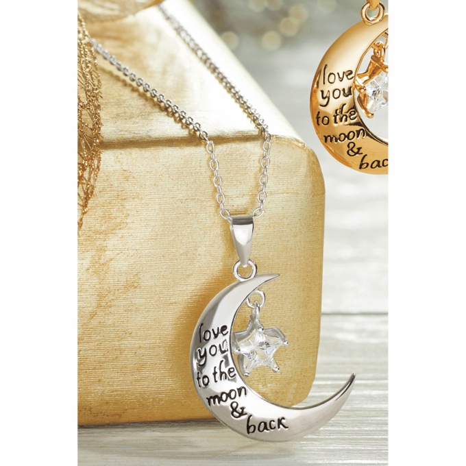 Cubic Zirconia Star/Moon & Back Pendant, , large
