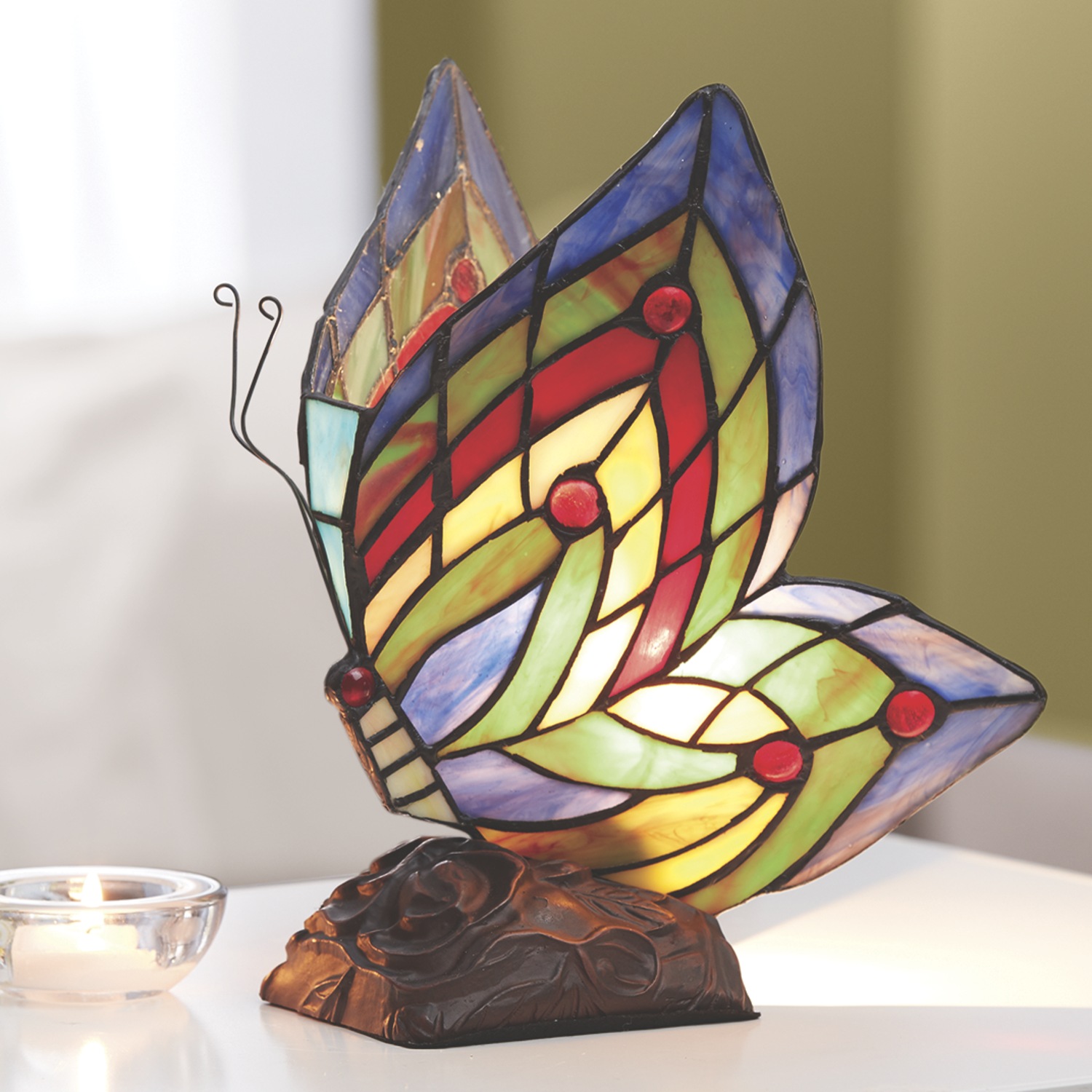 Stained Glass Erfly Lamp Swiss Colony