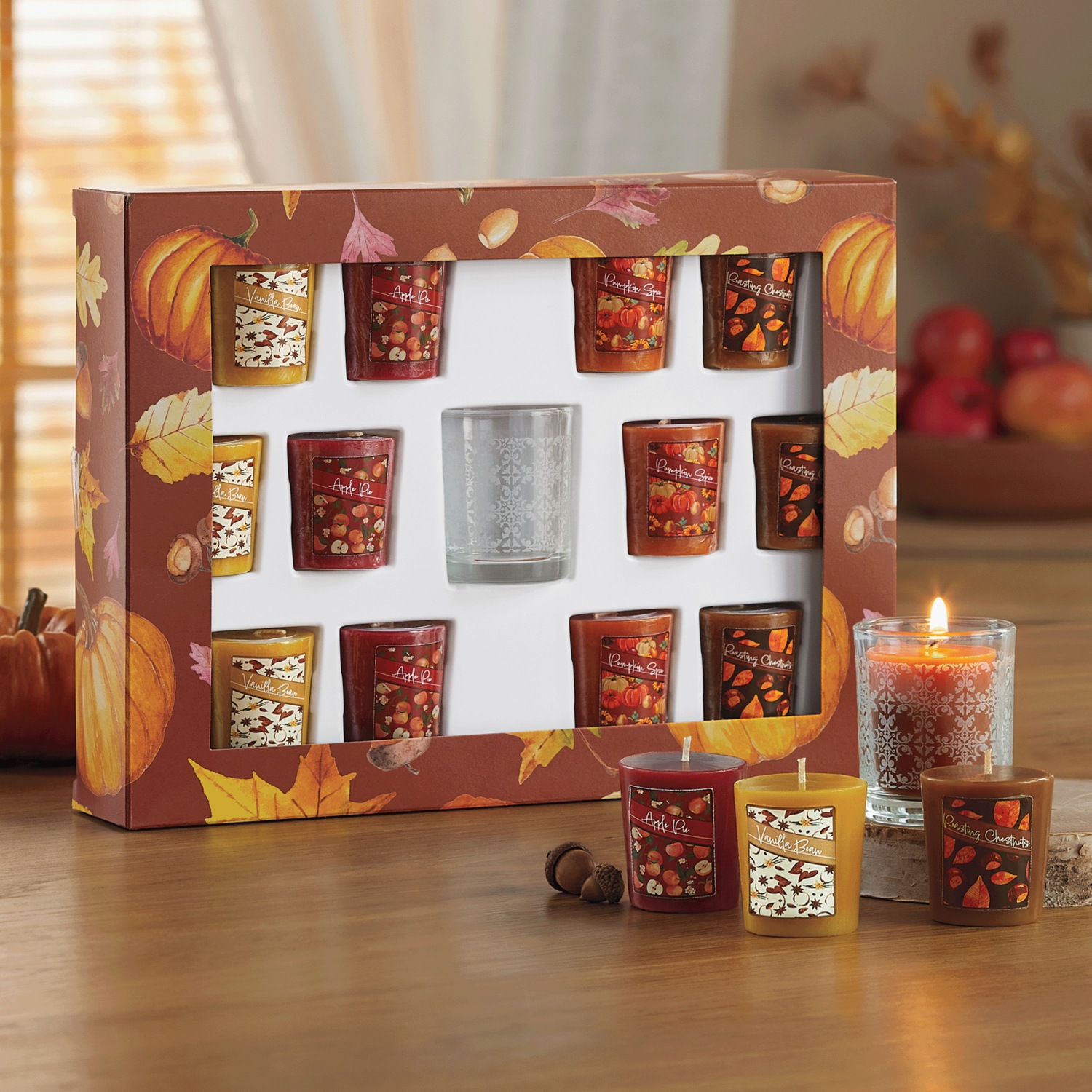 13Piece Fresh Fall Votive Candle Set Swiss Colony