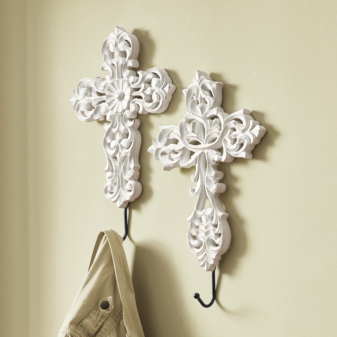 Set of 2 Cross Wall Hooks, , large