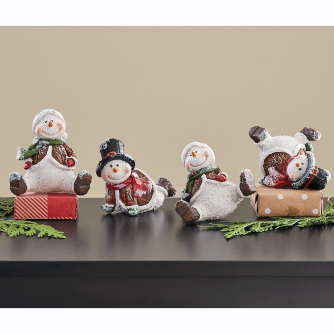 Set of 4 Cheerful Snowmen, , large