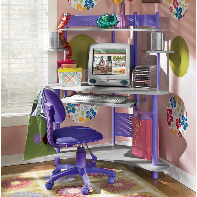 Corner Desk, Purple, large