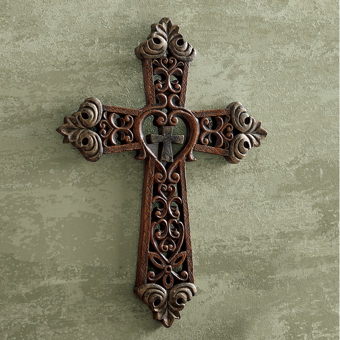 Scroll Heart Wall Cross, , large