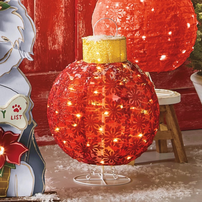 Lit Pop-Up Christmas Ornament Décor, Red, large