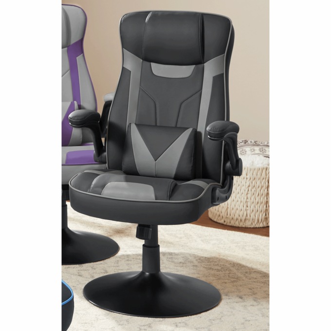 Audio and Vibration Swivel Gaming Chair, Black Gray, large