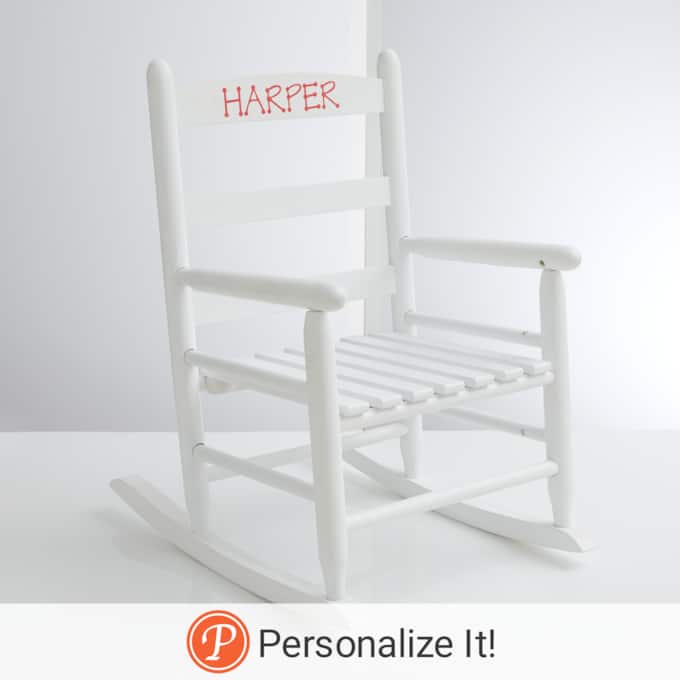 Child’s Wood Rocking Chair, White, large