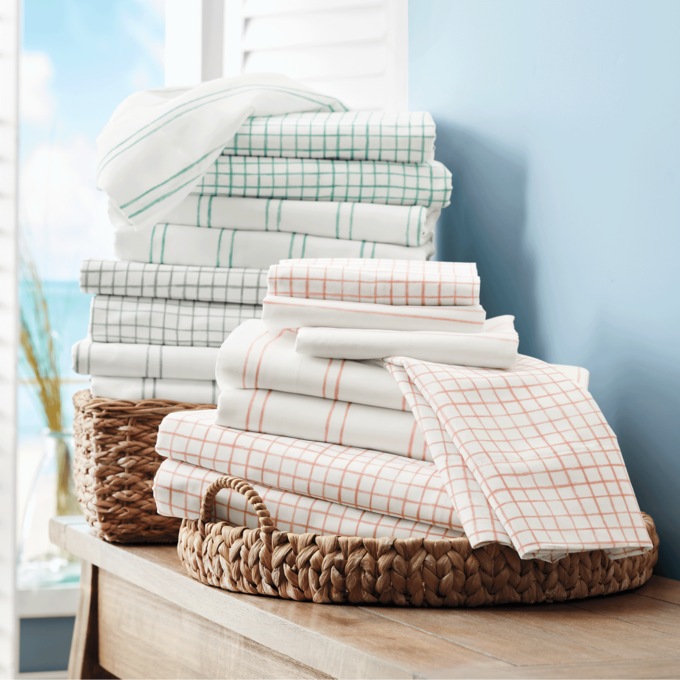 Windowpane and Stripe 2-Pack Microfiber Sheet Set, Gray, large