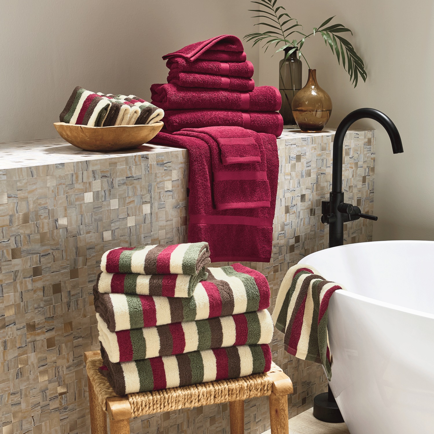 Serene Cotton Terry Bath Towel Set 12 Pieces Swiss Colony