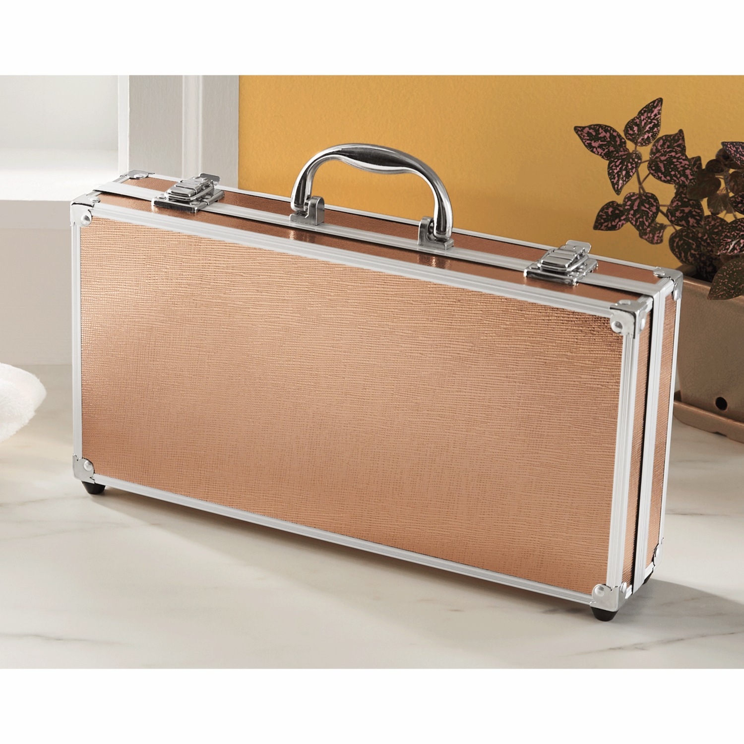 Luxe All-in-One Makeup Train Case with Over 50 Pieces | Swiss Colony