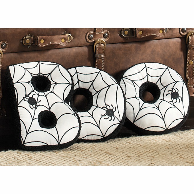Set of 3 Boo Decorative Pillows, Spider Web, large