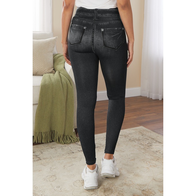 Compression Slim Leggings, Distressed Black, large