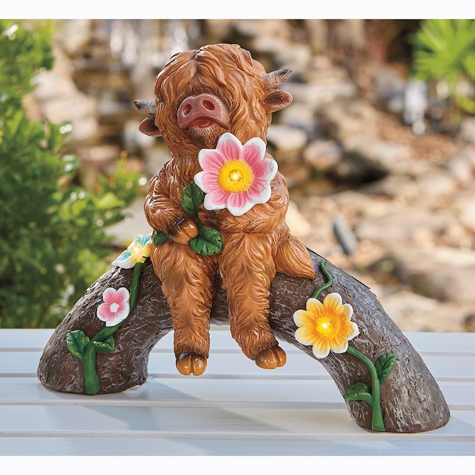 Solar Highland Cow Statue, , large