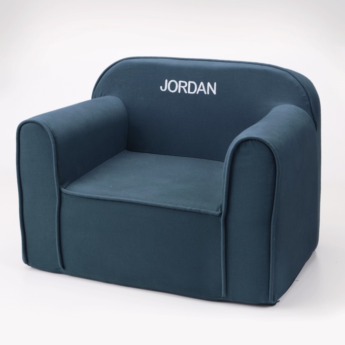 Personalized Kids&rsquo; Lightweight Foam Chair with Washable Cover and Carry Handle, Indigo Blue, large