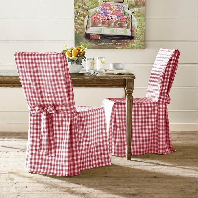 Checked dining chair sale covers