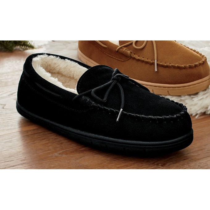 Men&#39;s Suede Moccasin, Black, large