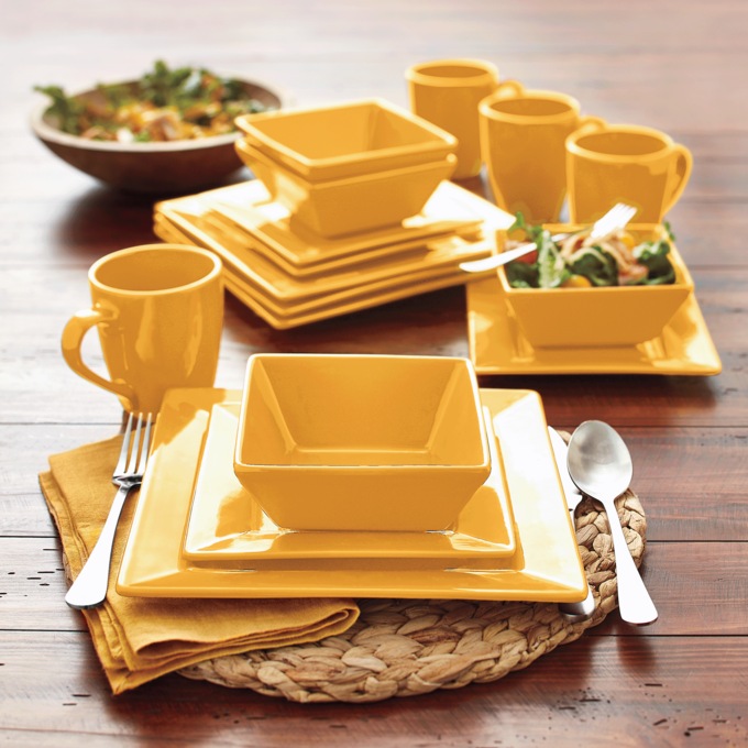 16-Piece Solid Square Dinnerware Set, , large