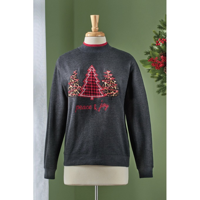 Peace & Joy Christmas Tree Sweatshirt, , large