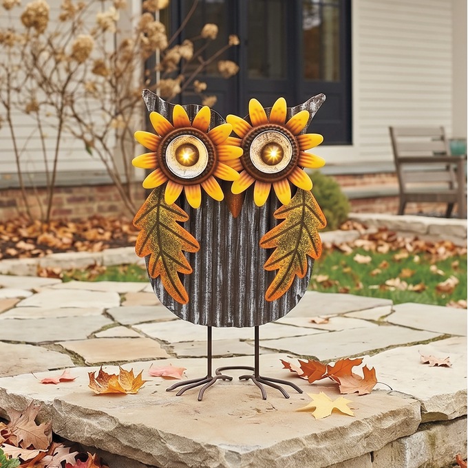 Solar Harvest Owl D&eacute;cor, Multi, large