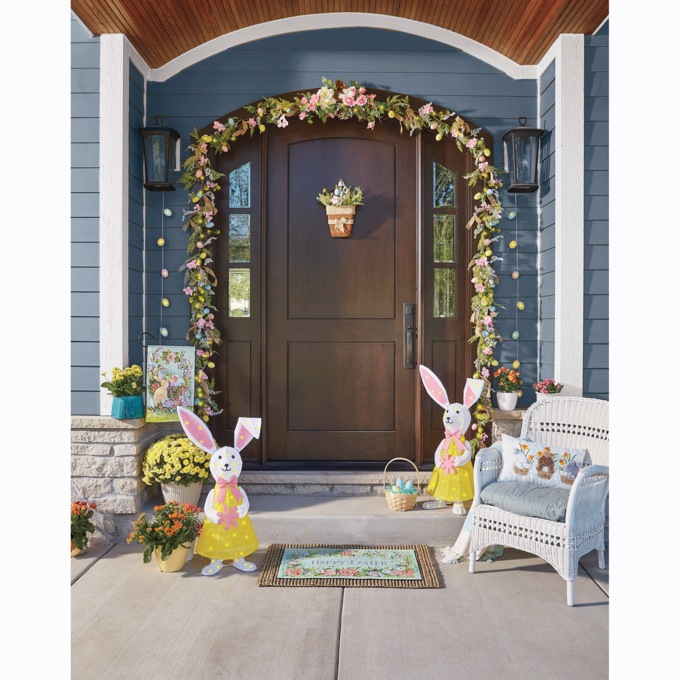 Lit Easter Floral and Burlap Garland, , large