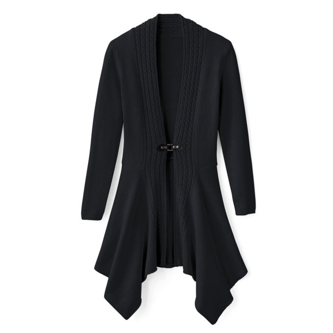 Cable Buckle Cardigan, Black, large