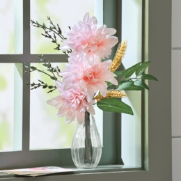 Pink Dahlia Arrangement in Glass Vase, , large
