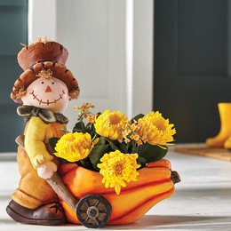 Scarecrow With Gourd Wheelbarrow Figurine, , large