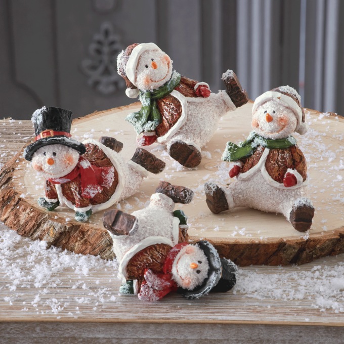 Set of 4 Cheerful Snowmen, , large