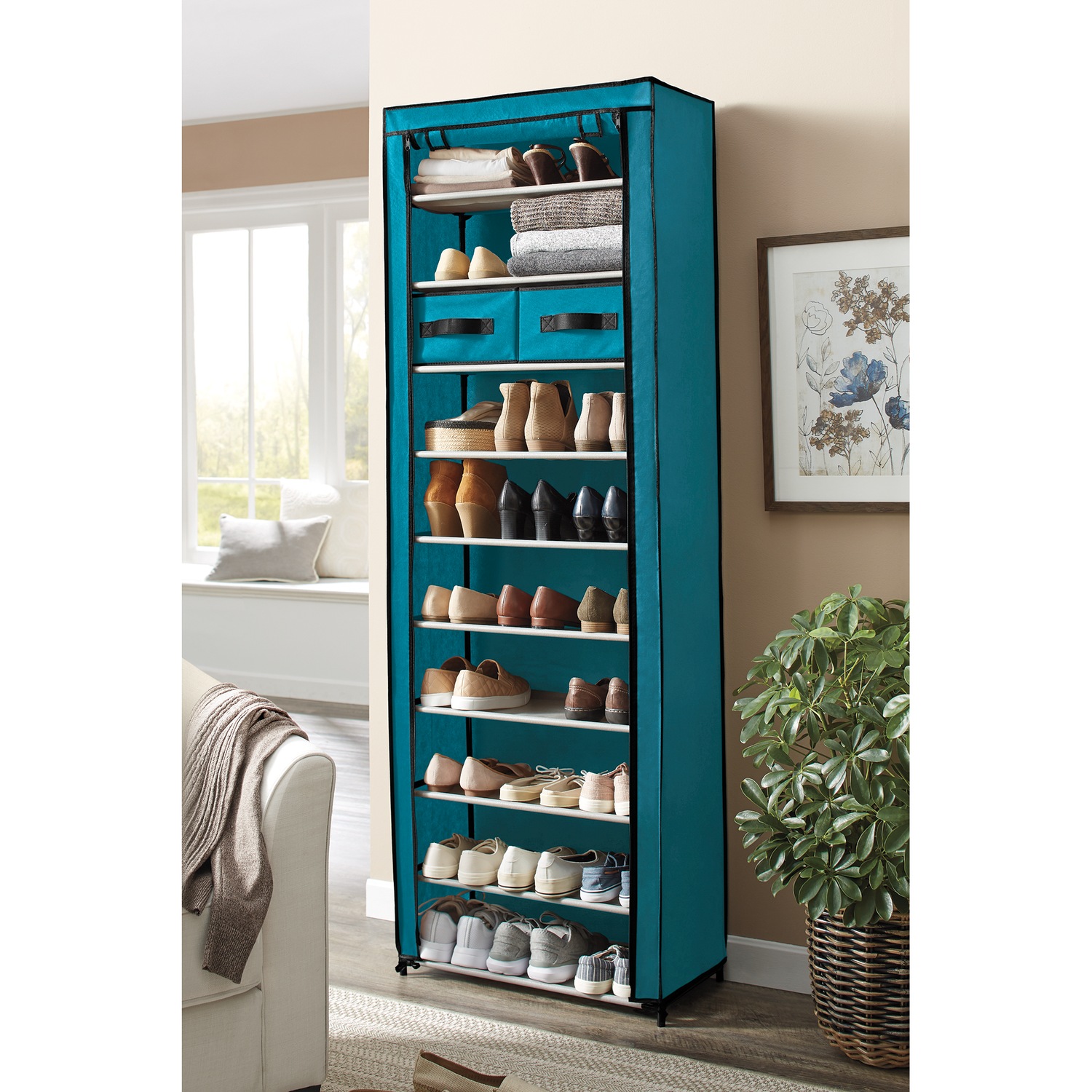 Tall 10-Layer Fabric Shoe Storage Organizer | Swiss Colony