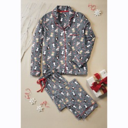 Doggie Holiday PJ Set with Button-down Top and Pull-on Pant, , large