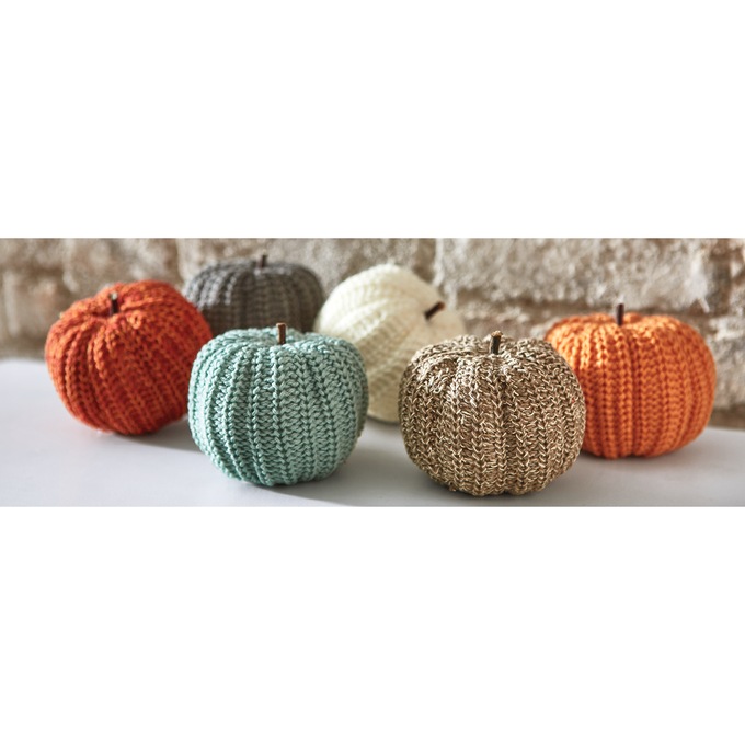 Set Of 6 Decorative Crocheted Pumpkins, , large