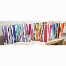 Personalized Striped Tote and Pouch, , large