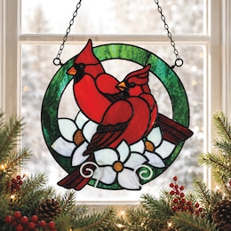 Stained Glass Cardinal Couple , , large