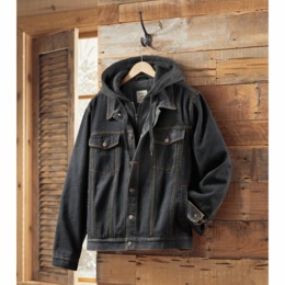Men&#39;s Denim Jacket with Hood, , large