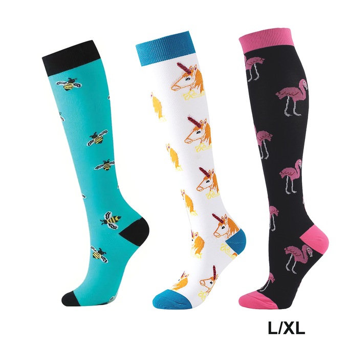 3-Pack Animal Compression Socks, , large