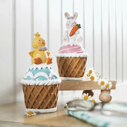 Set of 2 Easter Cupcake Figurines, , large